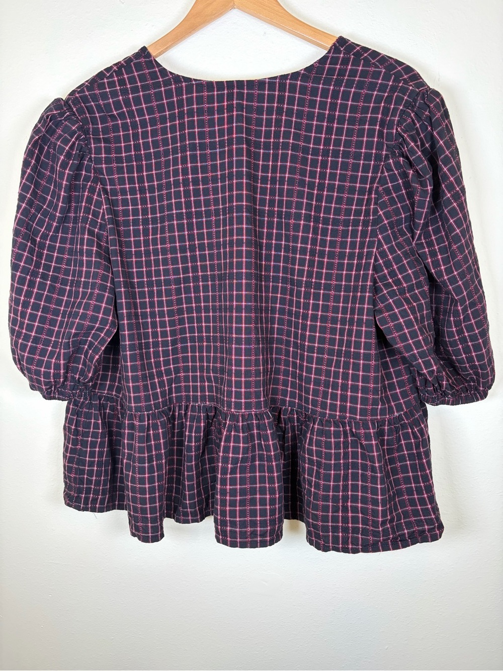 Time and Tru Plaid Peplum Tie Front Blouse XXXL 22 - Picture 7 of 8